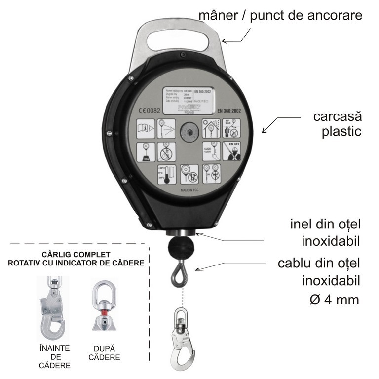 Opritor retractabil de cadere tip CR 220 (6 - 11 m)